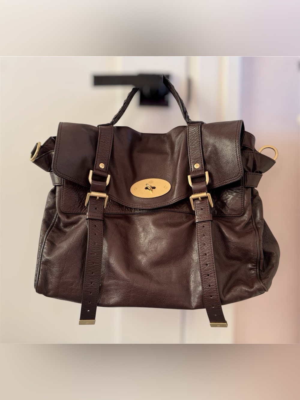 Mulberry Oversized Alexa Chocolate Brown Leather Satchel Bag - Picture 2 of 11